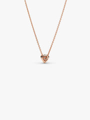 Sparkling Heart Collier Necklace 14k rose gold plating