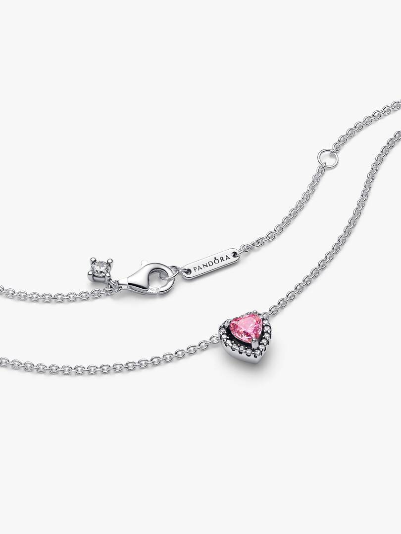 Pink Elevated Heart Necklace Sterling silver