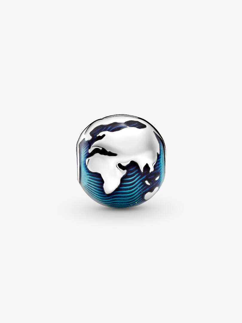 Blue Globe Clip Charm Sterling silver