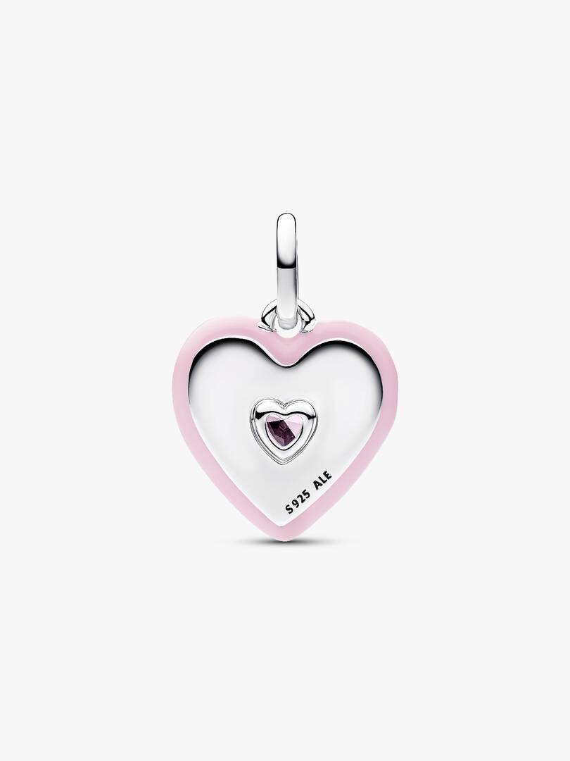 Radiating Pink Heart Medallion Charm Sterling silver