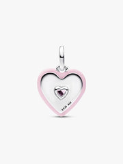 Radiating Pink Heart Medallion Charm Sterling silver