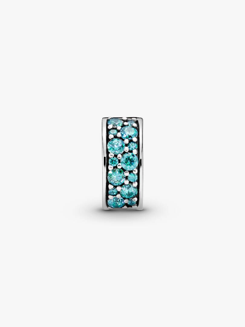 Teal Pavé Clip Charm Sterling silver