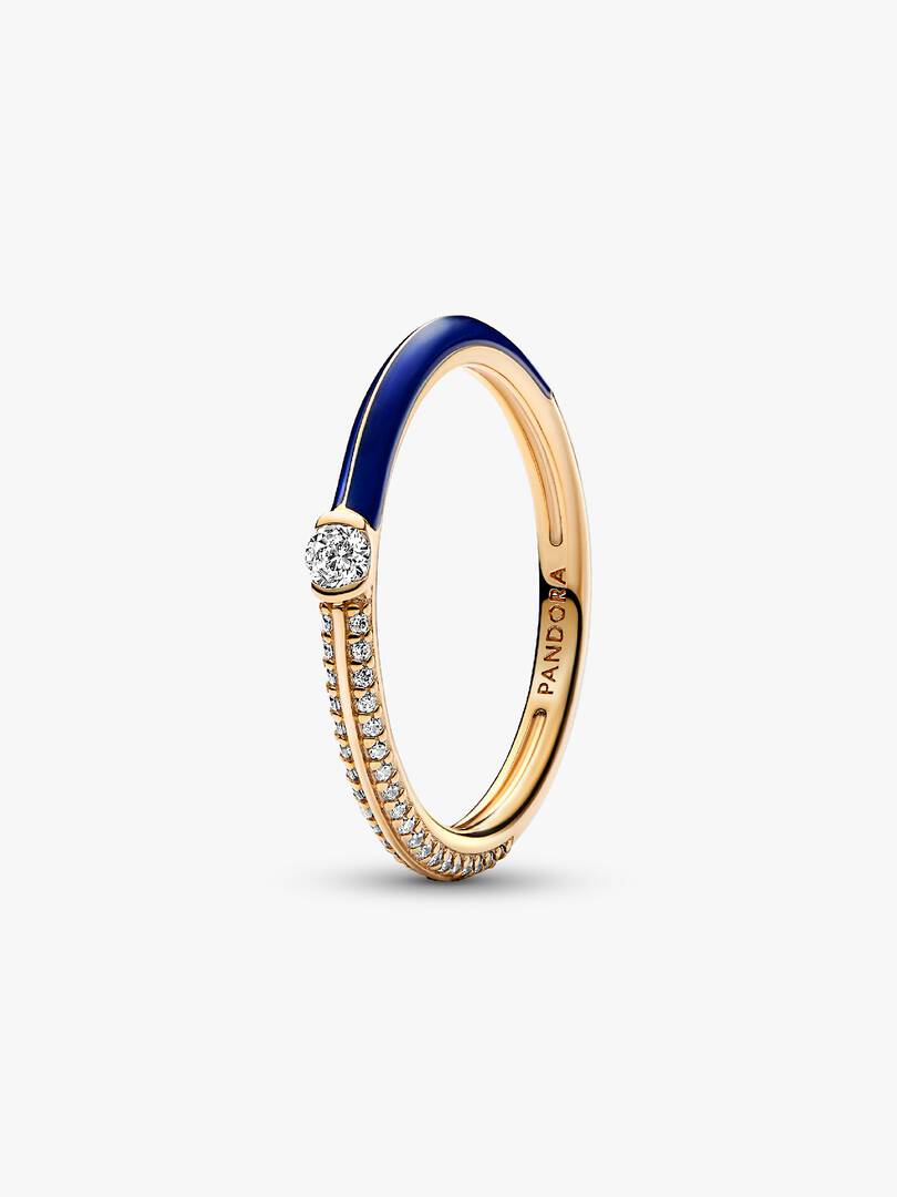 Pandora ME Pavé & Blue Dual Ring 14k gold plating