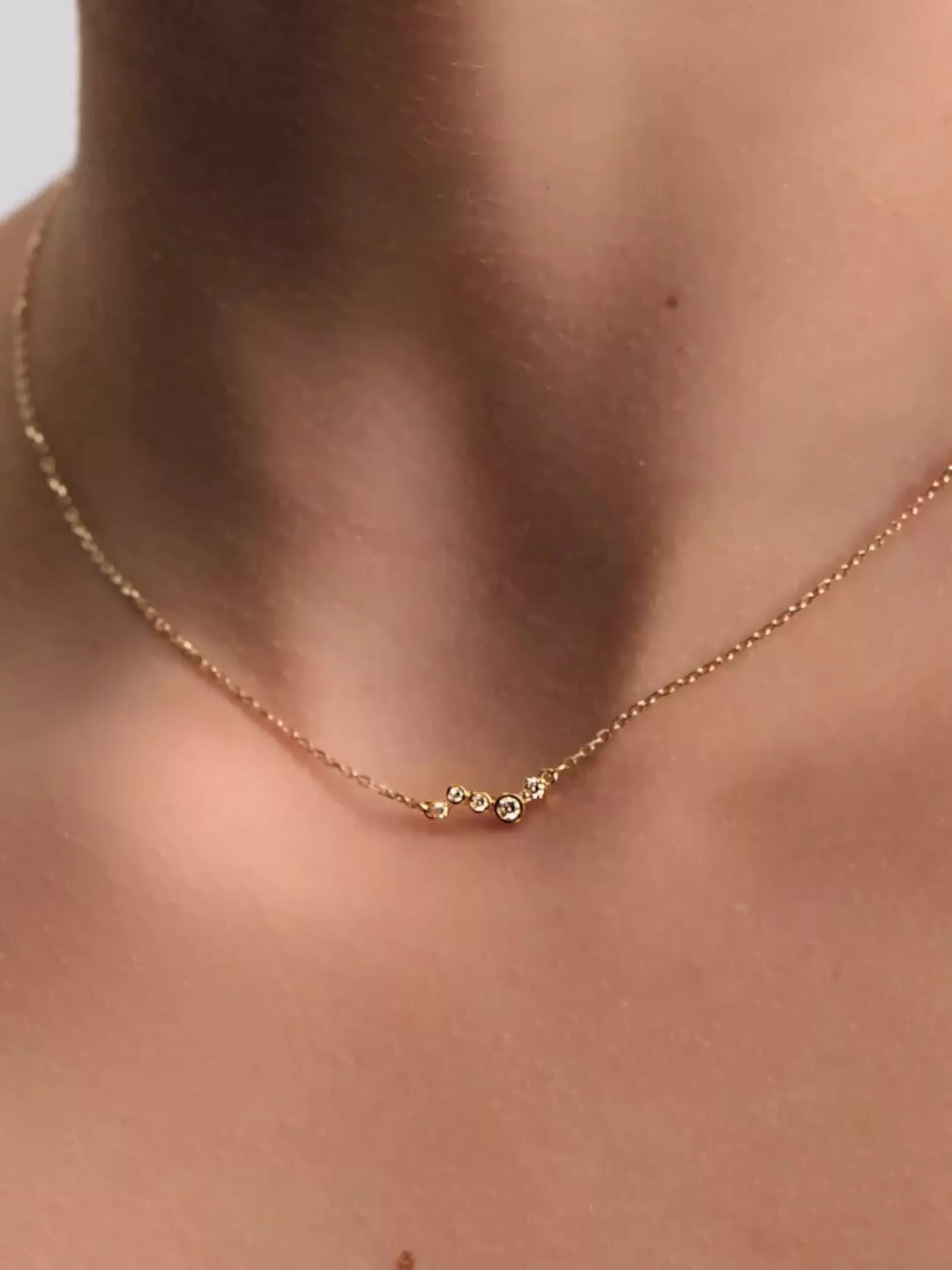 Pandora Era Lab-Grown Diamond Droplet Bar Necklace 0.09 ct TW, 14k gold