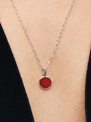 FINAL SALE - Red Murano Glass Engravable Mini Medallion Charm Sterling silver