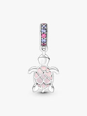 Murano Glass Pink Sea Turtle Dangle Charm Sterling silver
