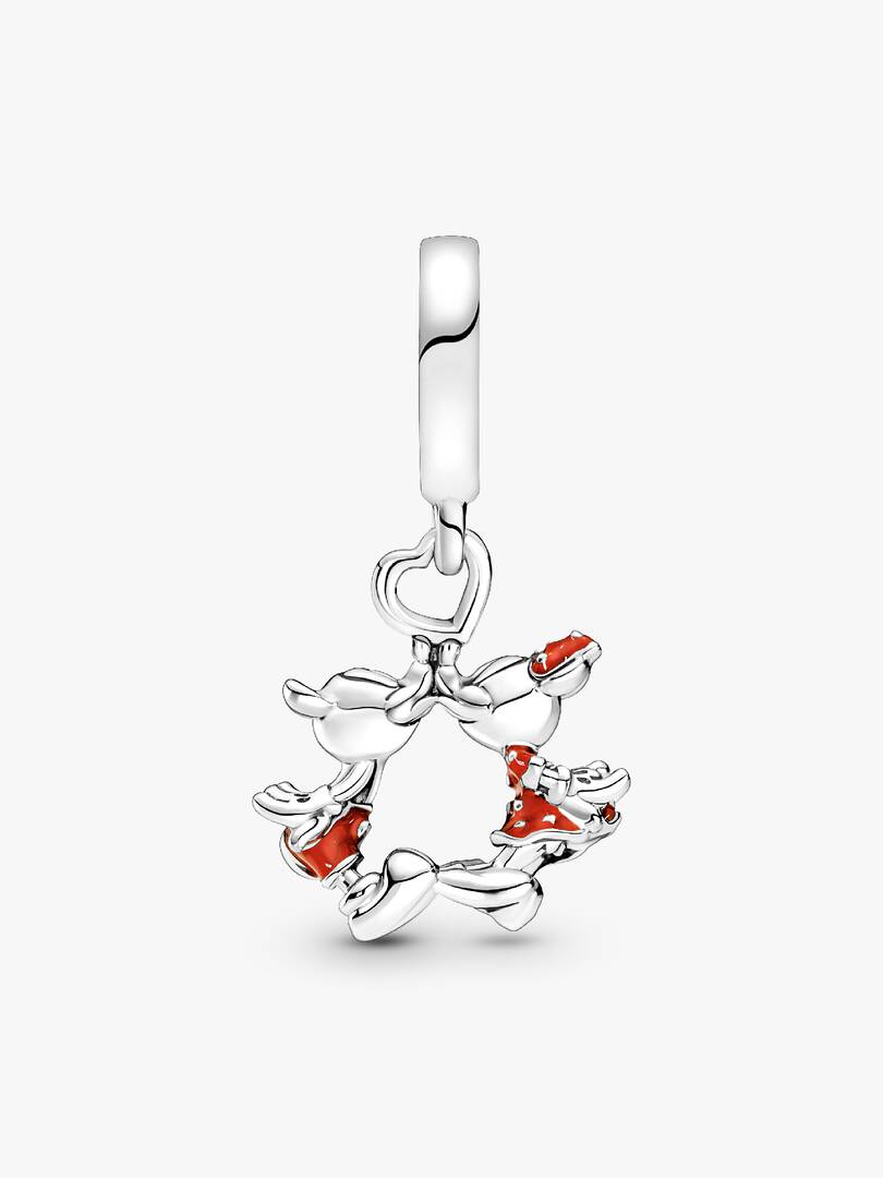 Disney Mickey Mouse & Minnie Mouse Kissing Dangle Charm Sterling silver
