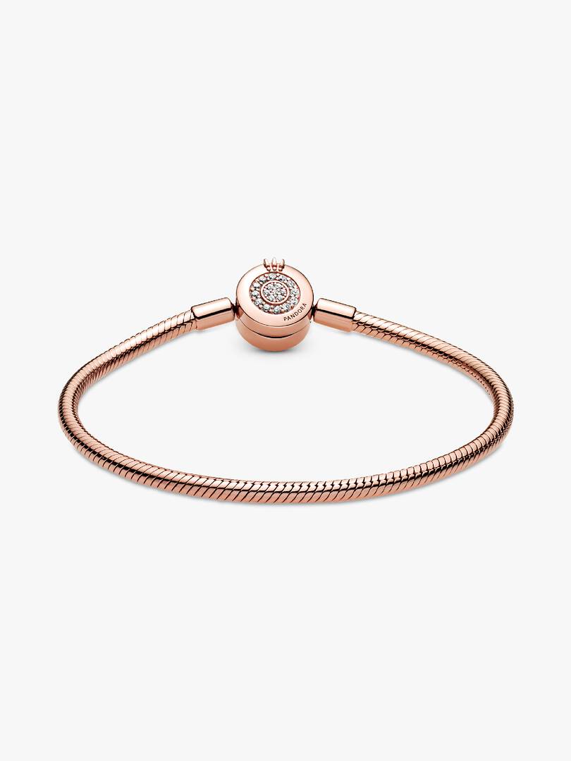 Pandora Moments Sparkling Crown O Snake Chain Bracelet 14k rose gold plating