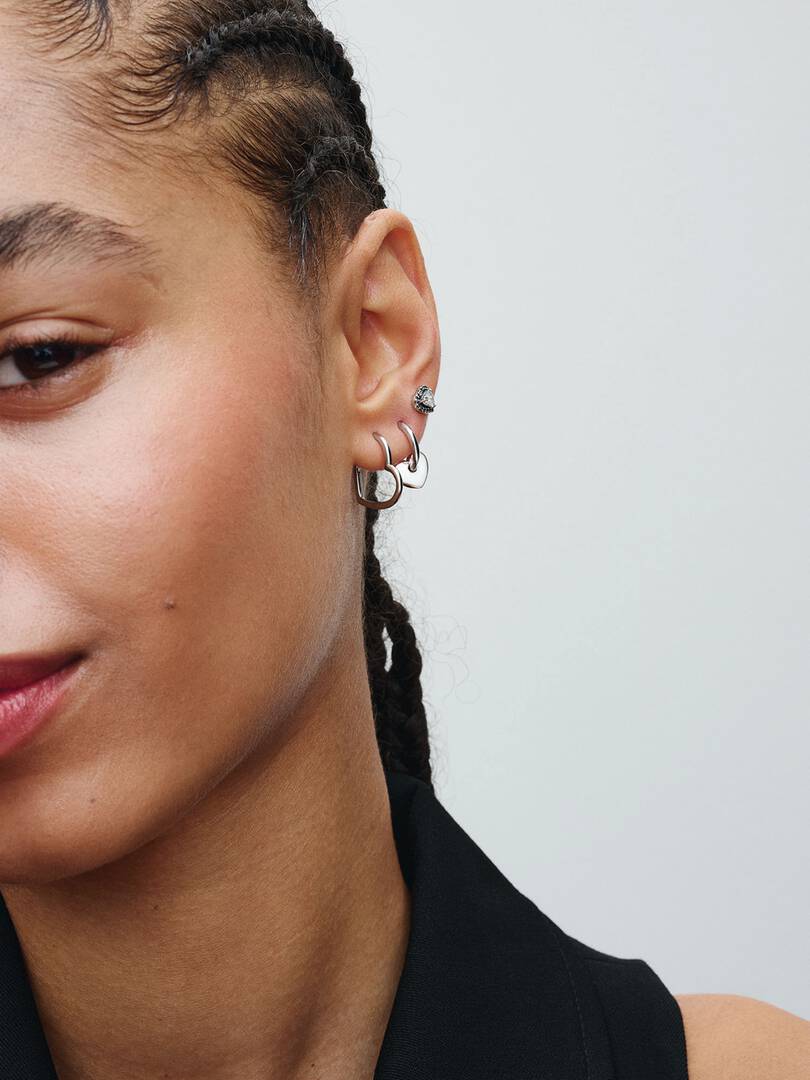 Heart Open Hoop Earrings Sterling silver
