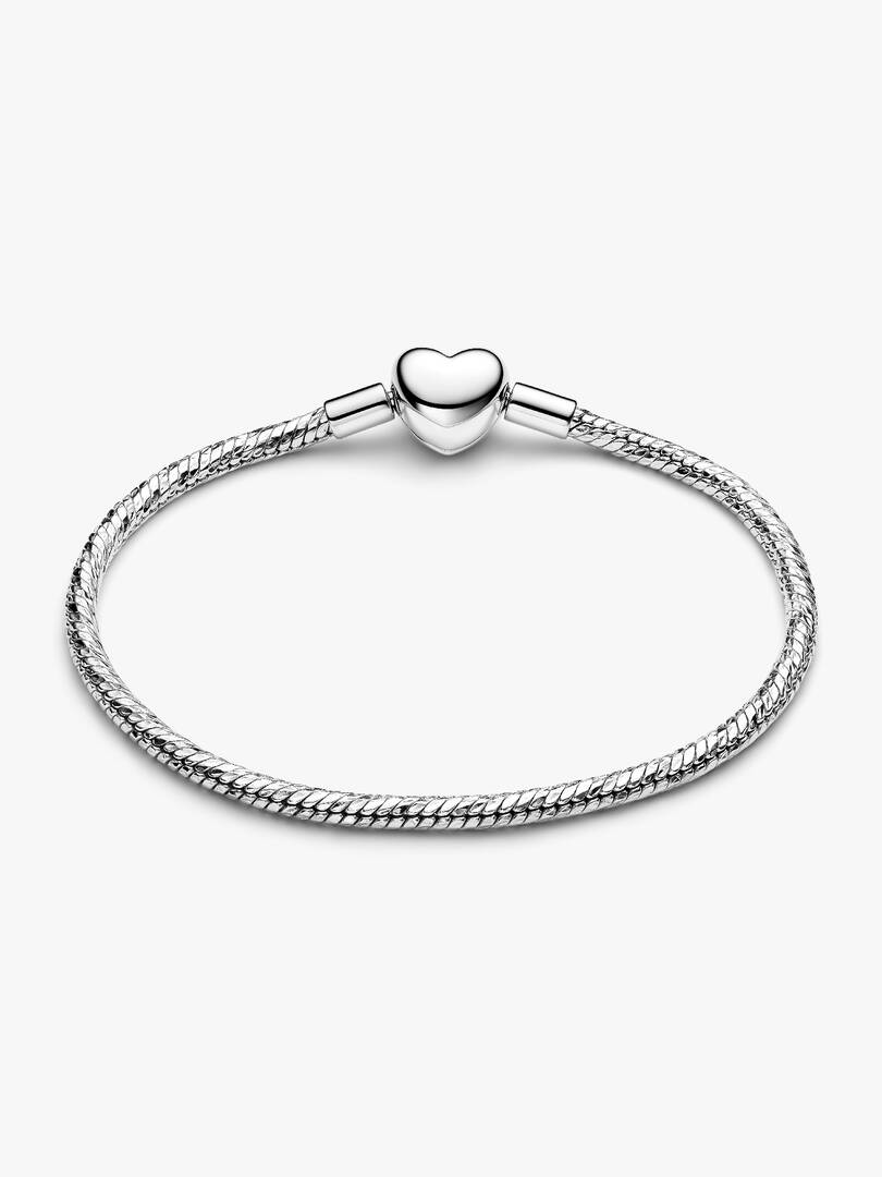 Heart Clasp Faceted Snake Chain Bracelet Sterling silver