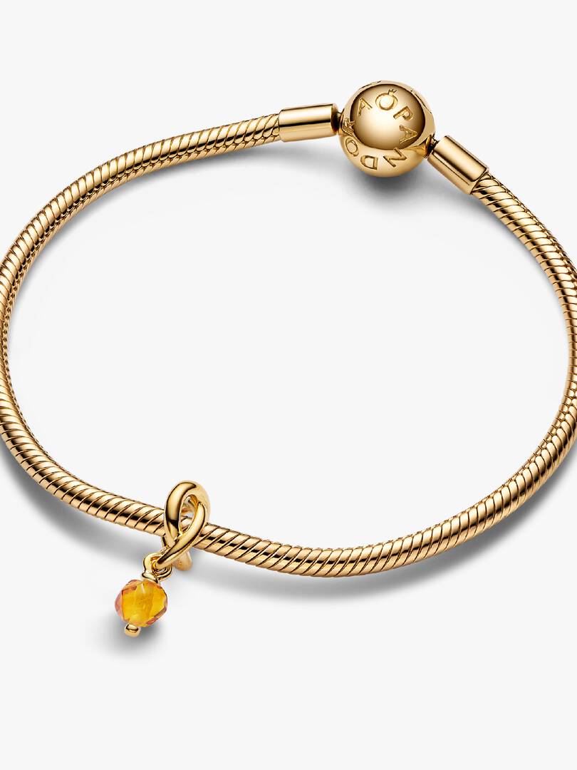 Faceted Honey Eternity Circle Dangle Charm 14k gold plating