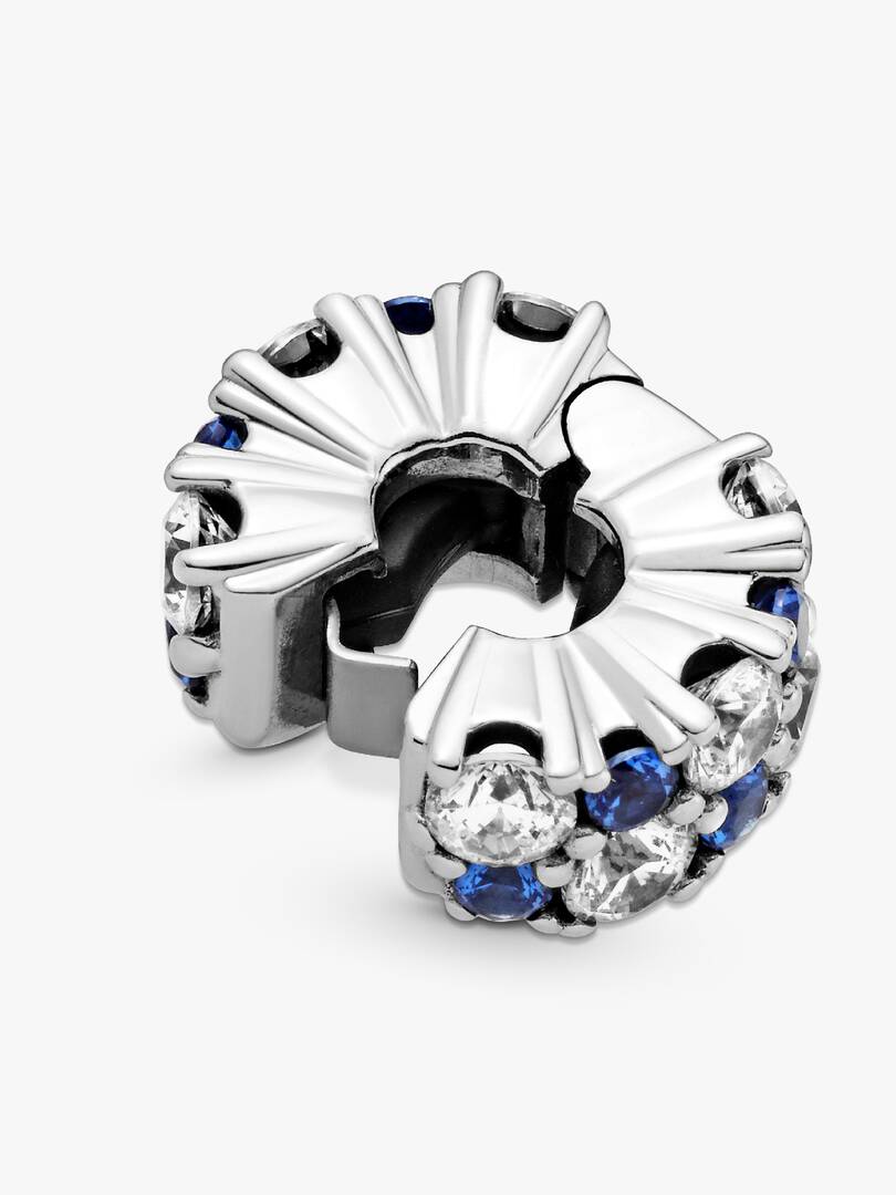 FINAL SALE - Clear & Blue Sparkling Clip Charm Sterling silver