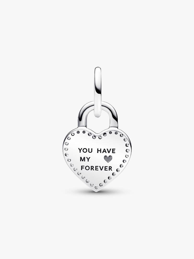 FINAL SALE - Two-tone Twistable Heart Padlock Double Dangle Charm Sterling silver, 14k rose gold plating