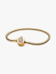 Pandora Moments Sparkling Crown O Snake Chain Bracelet 14k gold plating