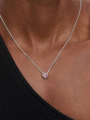 Pink Elevated Heart Necklace Sterling silver