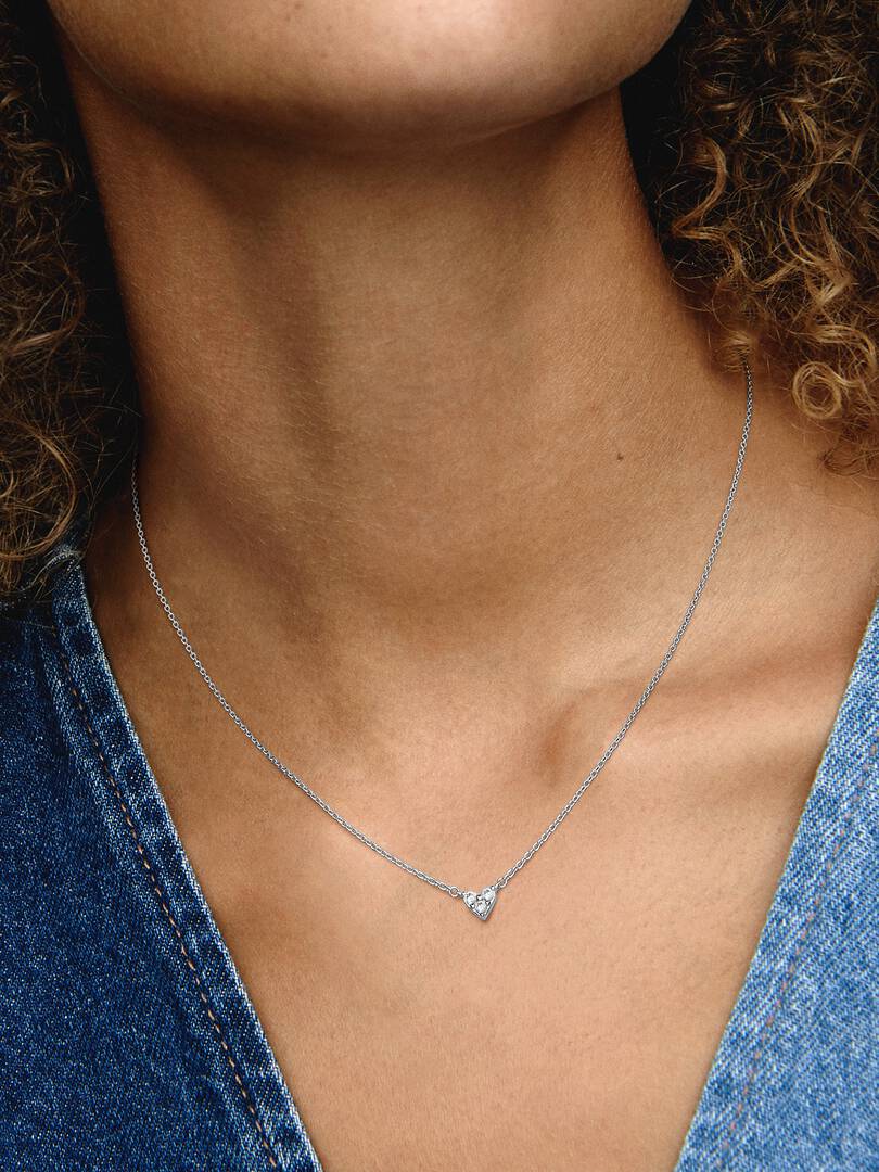 Triple Stone Heart Collier Necklace Sterling silver