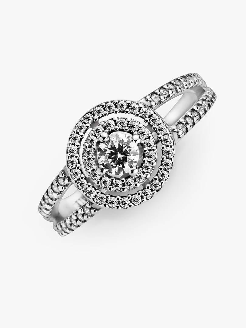 FINAL SALE - Sparkling Double Halo Ring Sterling silver