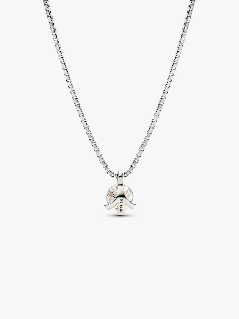 FINAL SALE - Pandora Nova 14k White Gold Lab-grown Diamond Pendant Necklace 0.50 ct TW, 14k white gold