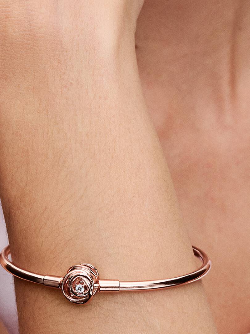 FINAL SALE - Pandora Moments Encircled Clasp Bangle 14k rose gold plating