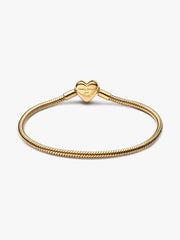 Sparkling Infinity Heart Clasp Snake Chain Bracelet 14k gold plating