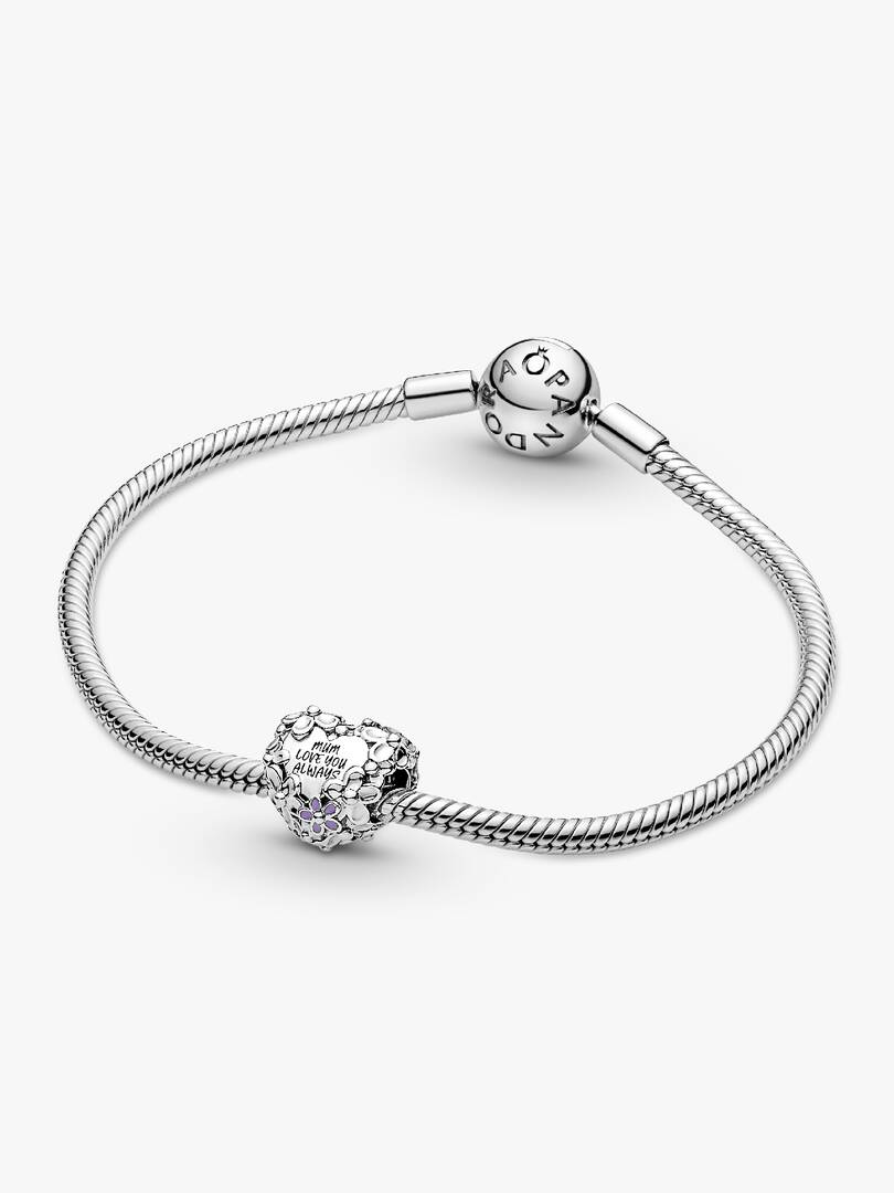 Mom Daisy Heart Charm Sterling silver