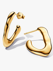 Organically V-shaped Open Hoop Earrings 14k gold plating