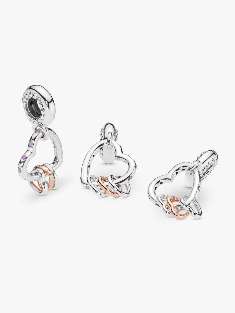 Heart Full of Hearts Dangle Charm Sterling silver, 14k rose gold plating