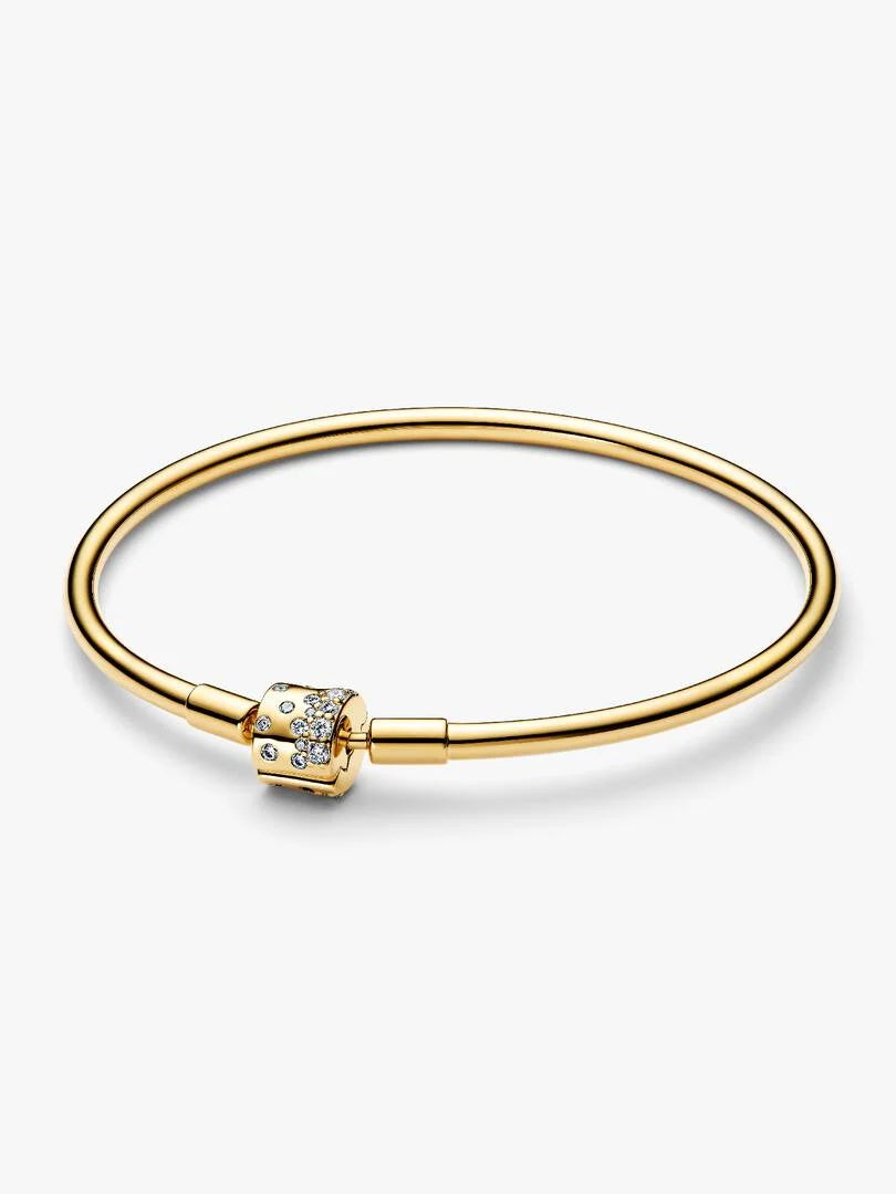 FINAL SALE - Sparkling Barrel Clasp Bangle 14k gold plating