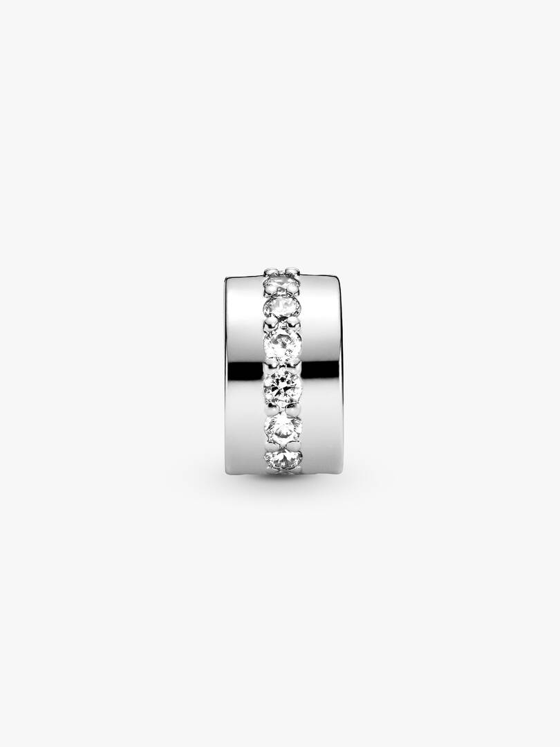 Clear Sparkling Row Clip Charm Sterling silver