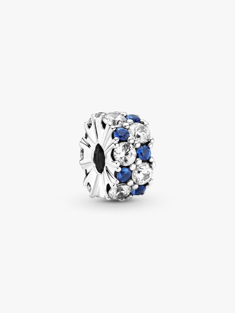 FINAL SALE - Clear & Blue Sparkling Clip Charm Sterling silver