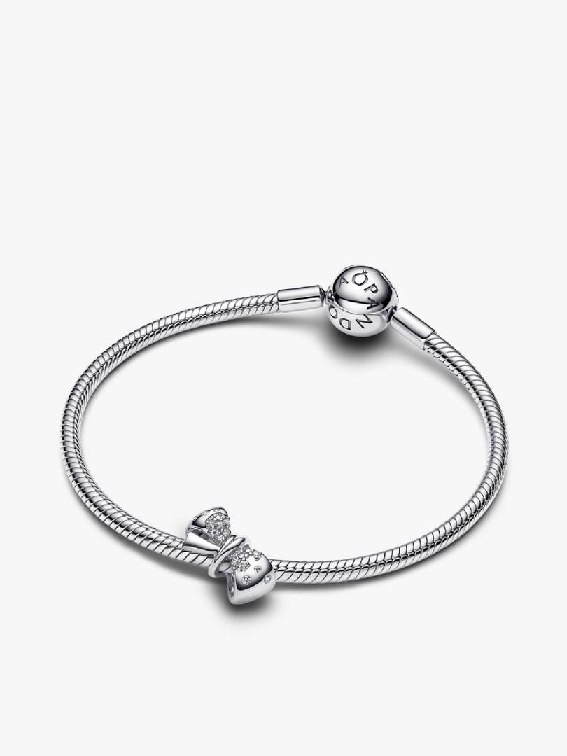 Silver Sparkling Bow Bracelet Set 2 Quantity