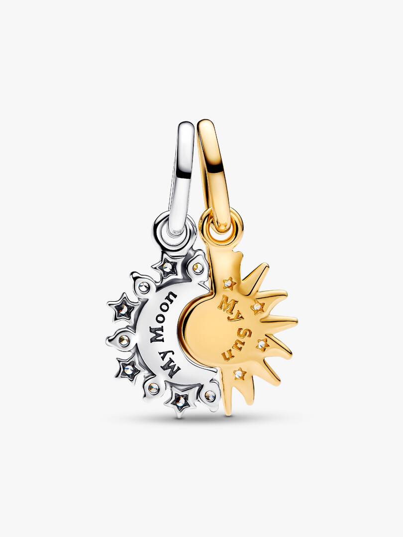 Splittable Sun & Moon Dangle Charm Sterling silver, 14k gold plating
