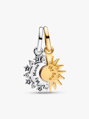 Splittable Sun & Moon Dangle Charm Sterling silver, 14k gold plating