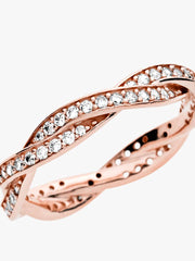 Sparkling Twisted Lines Ring 14k rose gold plating
