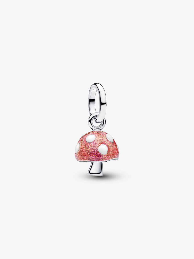 Glow-in-the-dark Mushroom Dangle Charm Sterling silver