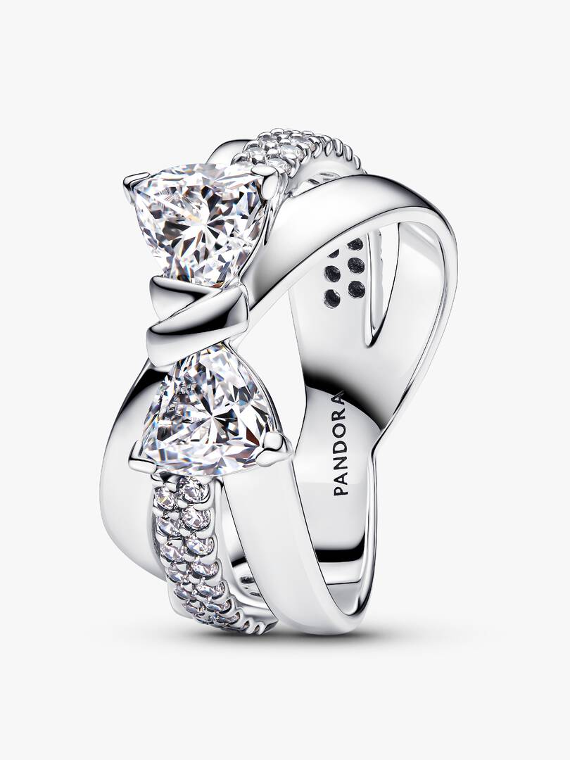 FINAL SALE - Sparkling Bow Crossover Ring Sterling silver