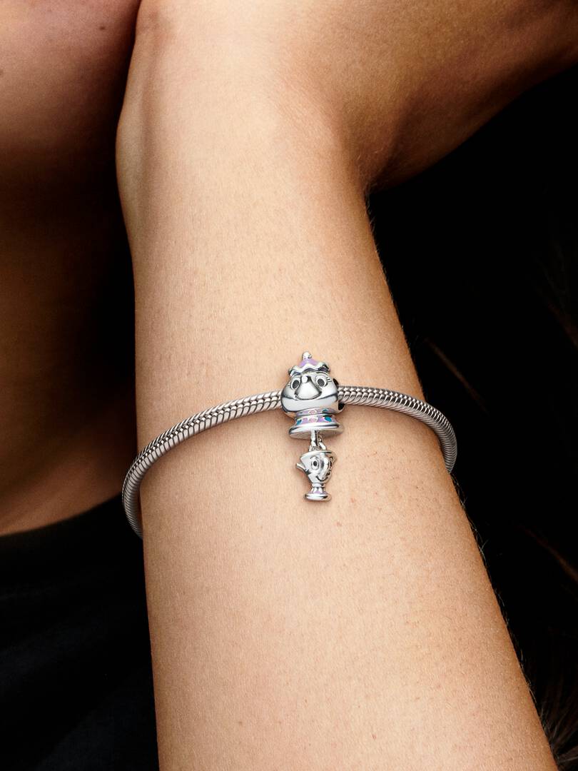Disney Beauty and the Beast Mrs. Potts and Chip Dangle Charm Sterling silver