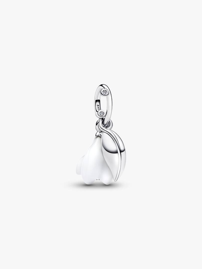 Snowdrop Flower Dangle Charm Sterling silver