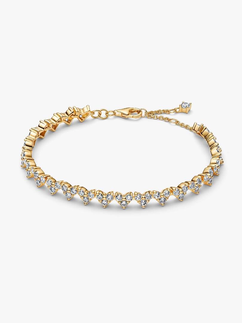 Triple Stone Heart Bracelet 14k gold plating