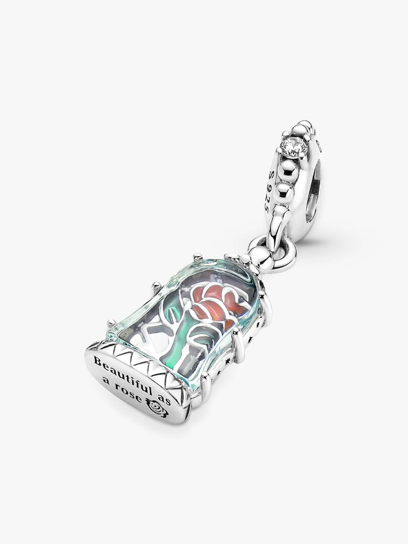 Disney Beauty and the Beast Enchanted Rose Dangle Charm Sterling silver