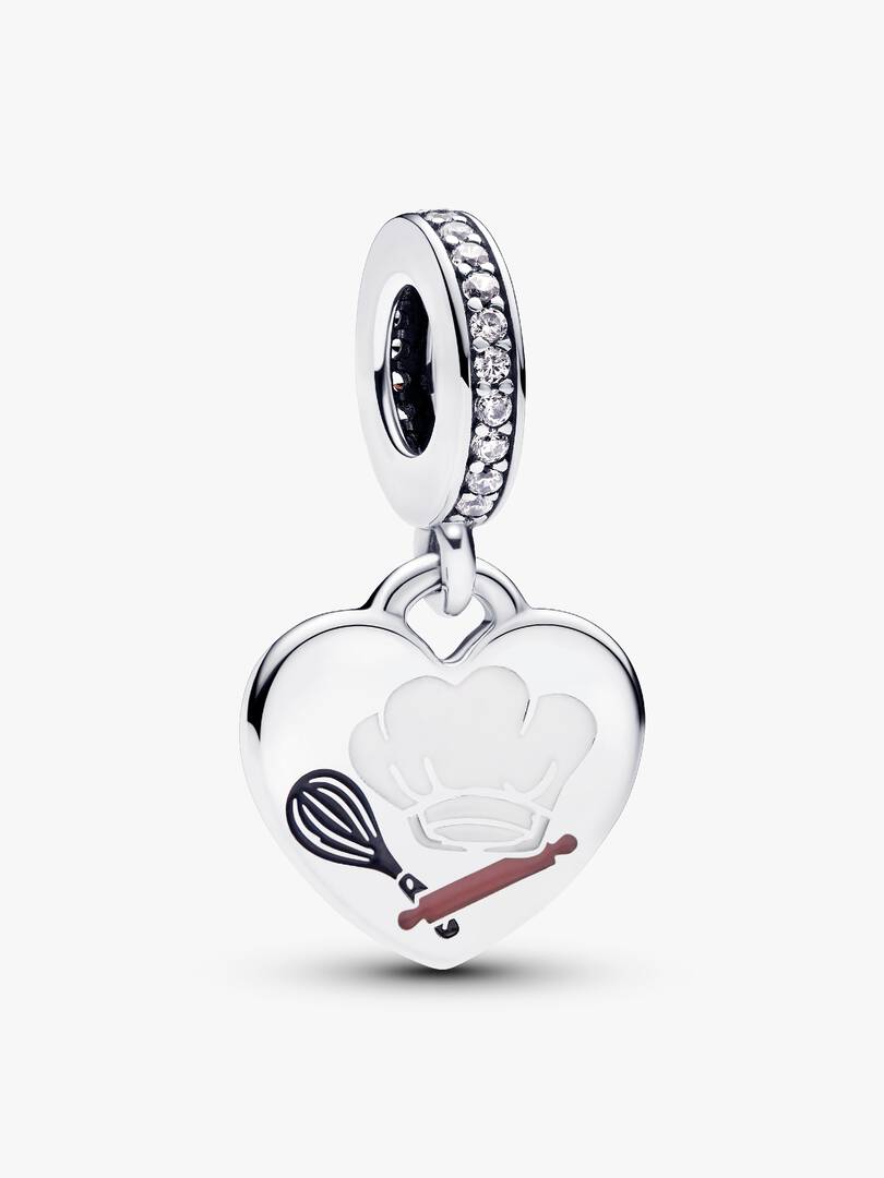 Engravable Baking Tools Heart Dangle Charm Sterling silver