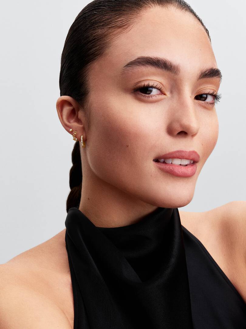 Pandora Era Linked Hearts Hoop Earrings 14k gold
