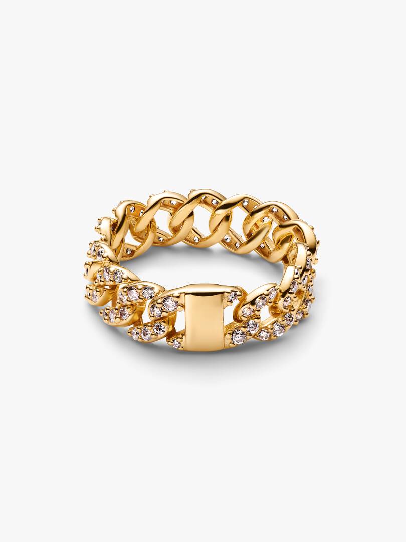Pavé Cuban Chain Ring 14k gold plating