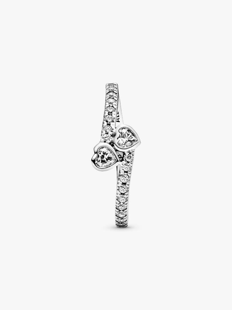 Two Sparkling Hearts Ring Sterling silver