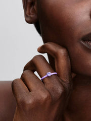 Purple Chakra Heart Ring Sterling silver
