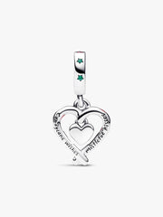 Double Candy Cane Heart Christmas Dangle Charm Sterling silver