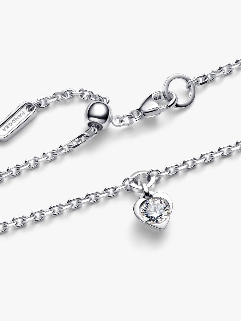 FINAL SALE - Pandora Talisman Sterling Silver Lab-grown Diamond Heart Chain Bracelet 0.25 ct TW, Sterling silver