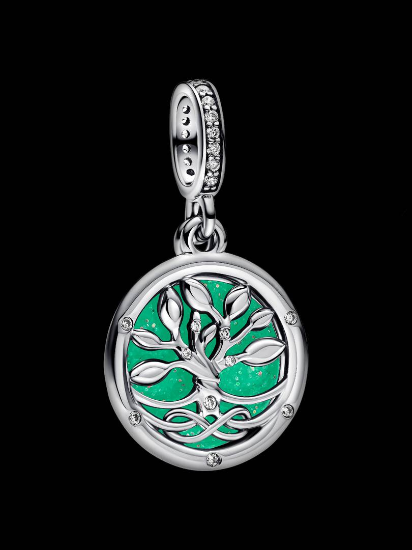 Glow-in-the-dark Infinity Tree Double Dangle Charm Sterling silver
