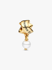 FINAL SALE - Treated Freshwater Cultured Pearl Ribbon Charm 14k gold plating