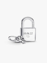 Padlock and Key Dangle Charm Sterling silver